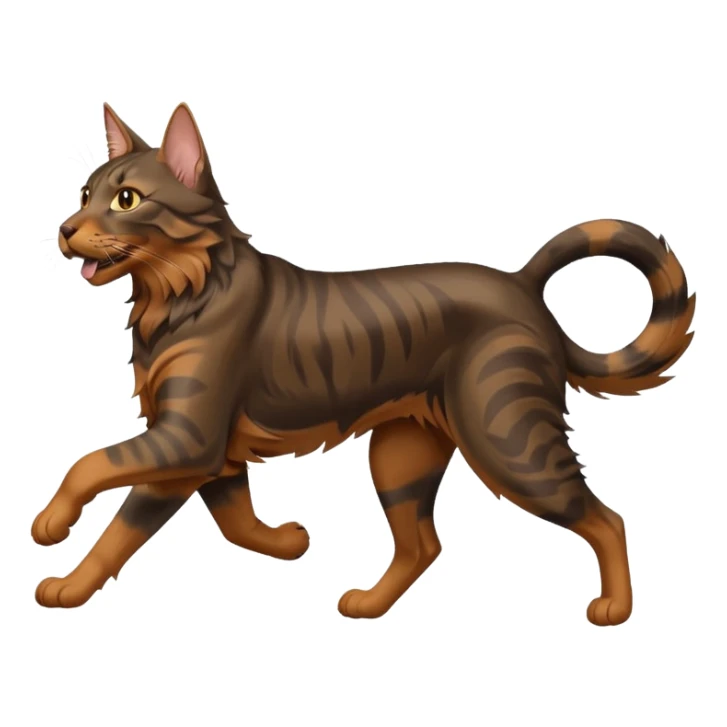 Maine Coon runs after Doberman sticker