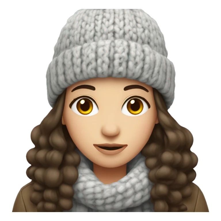 brunette girl in the cold with a woolly hat sticker