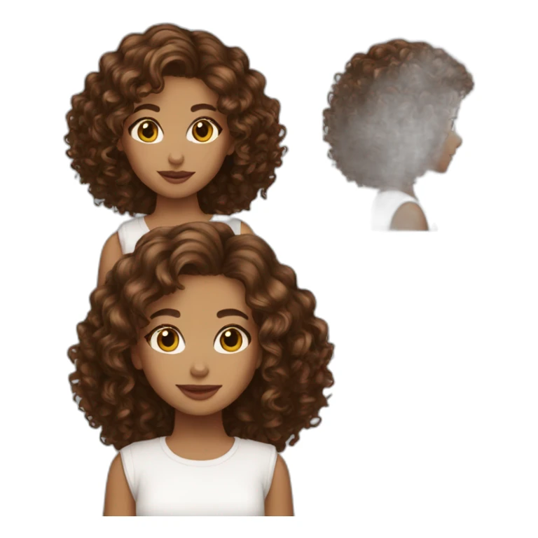 Girl brown hair curly summer shade sticker