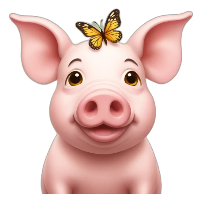 Pig with a little butterfly on his head sticker