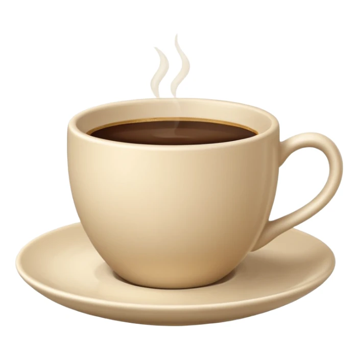 light beige minimalist coffee cup on saucer, strict look, Apple emoji style, no text sticker
