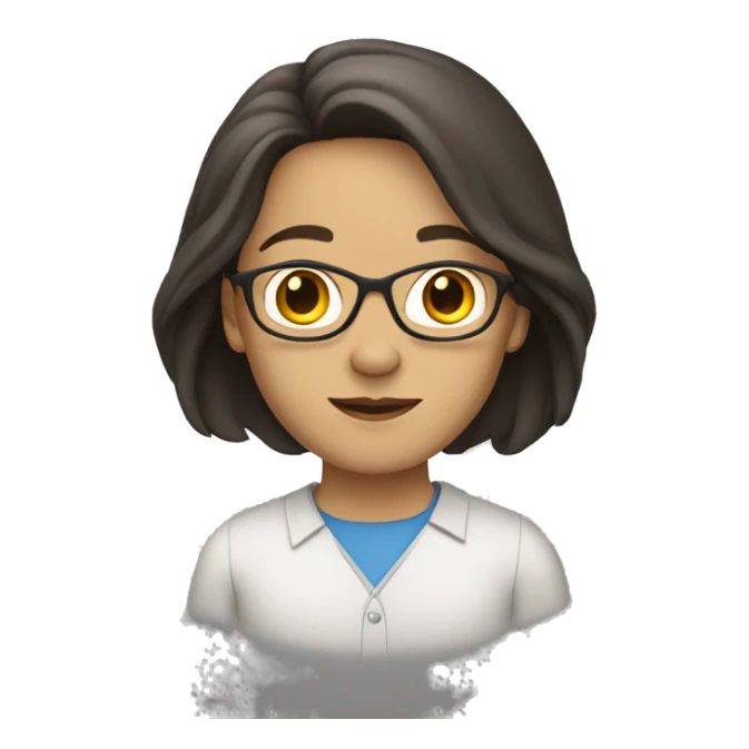 white teacher with long dark brown hair without glasses sticker