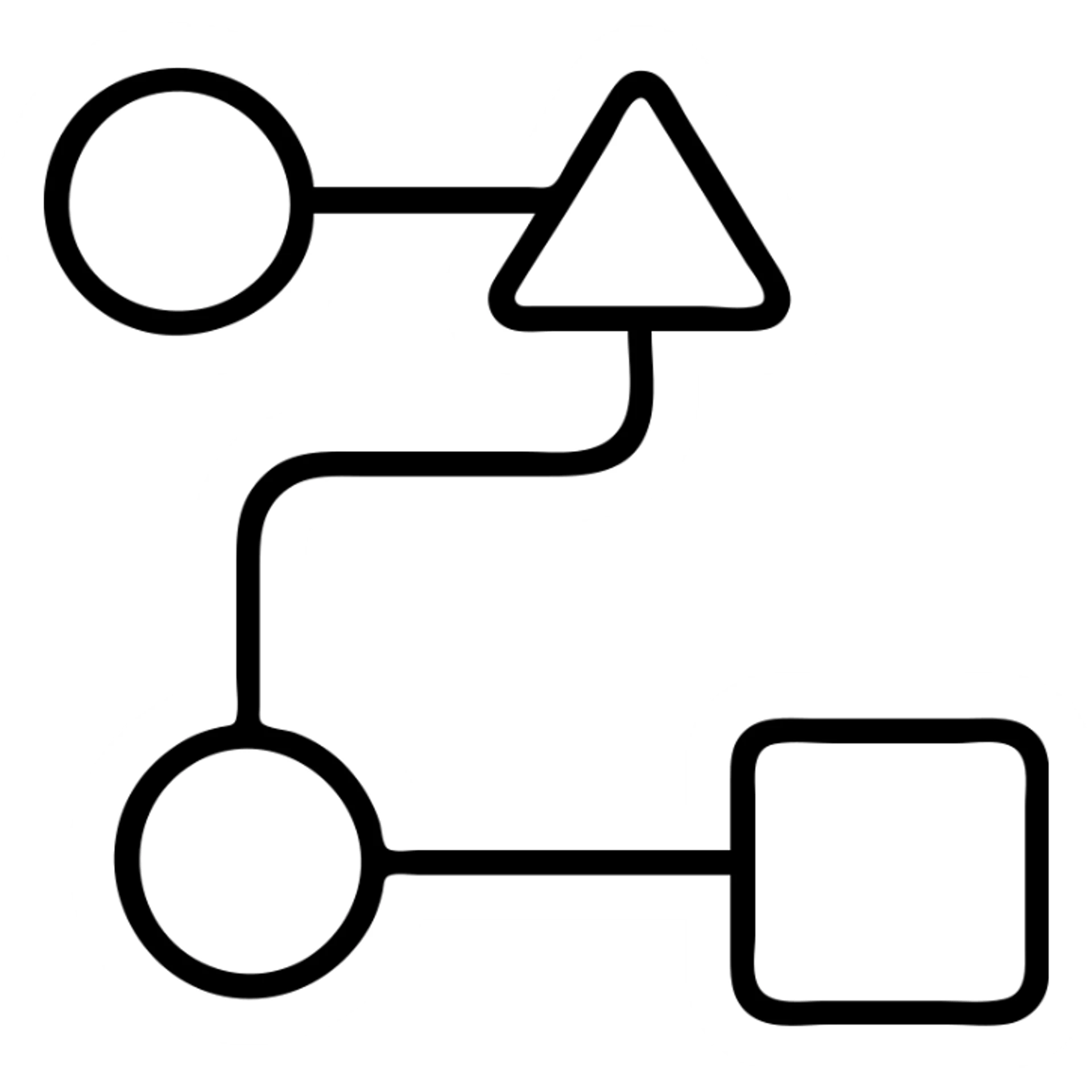 A minimalist observability trace line diagram showing connected service nodes and request path sticker