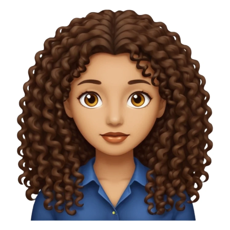 Woman light brown skin long dark curly hair sticker