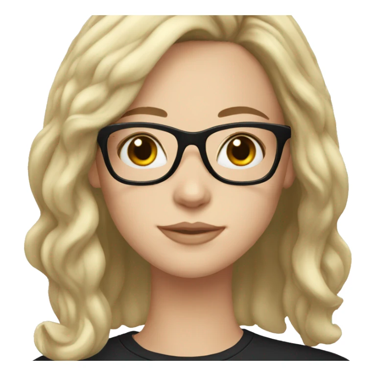 white girl with black shoulder-length hair and glasses sticker