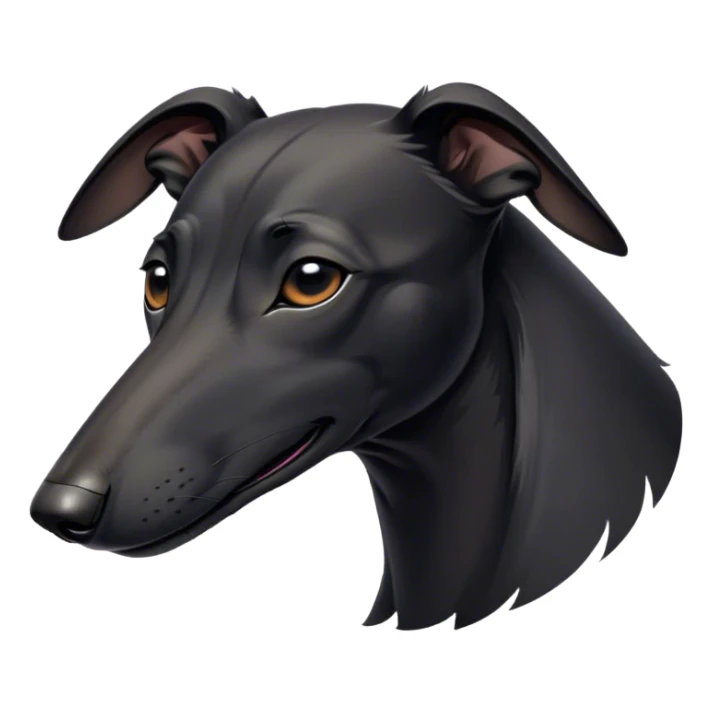 Meme-Worthy Cute Sleeping Black Greyhound Portrait Emoji, Head resting peacefully with a contented smile, showcasing a delightfully slender build and a luxuriously smooth black Fur, eyes shut in a serene nap, Simplified yet hilariously adorable features, highly detailed, glowing with a soft, drowsy light, high shine, relaxed and utterly lovable, stylized with an air of playful laziness, bright and heartwarming, soft glowing outline, capturing the essence of a comically sleepy racer, so meme-worthy it feels like it could instantly become the next viral sensation of adorable slumber! sticker