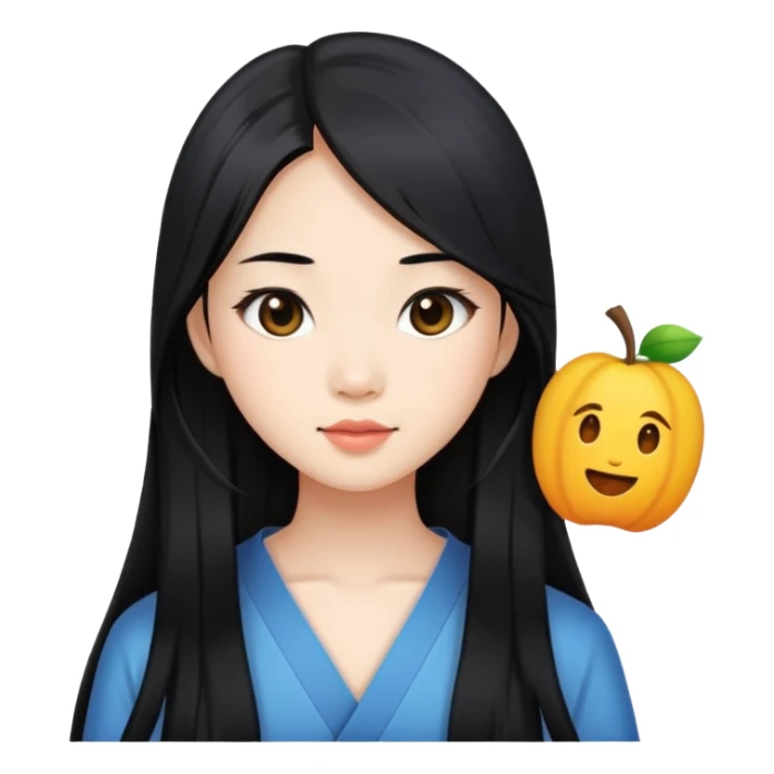 pretty asian girl with long black hair sticker