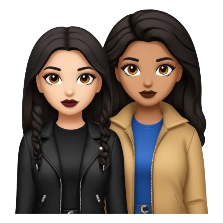 Boujy baddie best friends, trendy heavy makeup both dark hair one light skinned and one caramel skin  sticker
