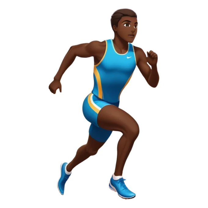 An icon featuring an athlete sprinting on a track, with powerful strides and determination. The background showcases a vibrant stadium with cheering fans, bright lights, and a clear sky. The athlete's motion is dynamic, emphasizing speed and competition. sticker