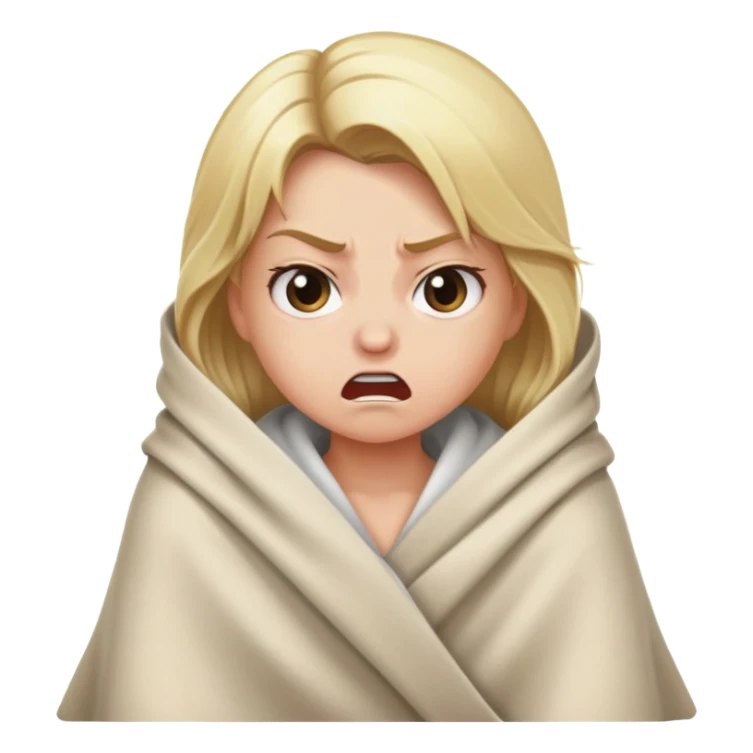 Girl wrapped in blanket angry blonde hair sticker