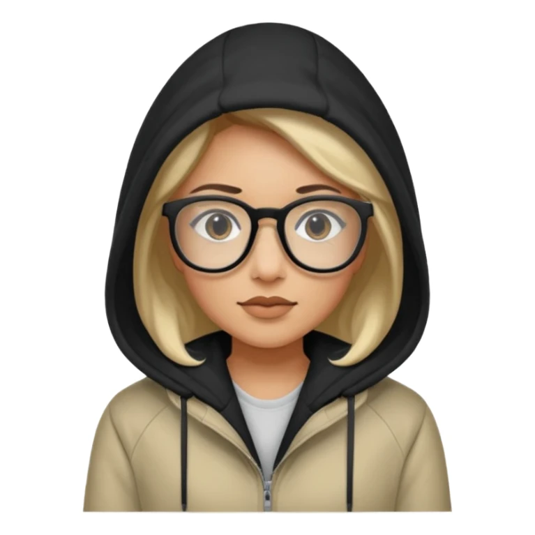 woman in hooded jackets and glasses sticker