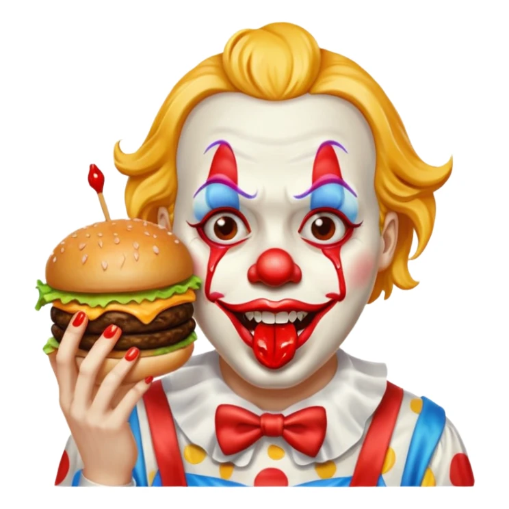Art the clown from terriffer eating a burger sticker