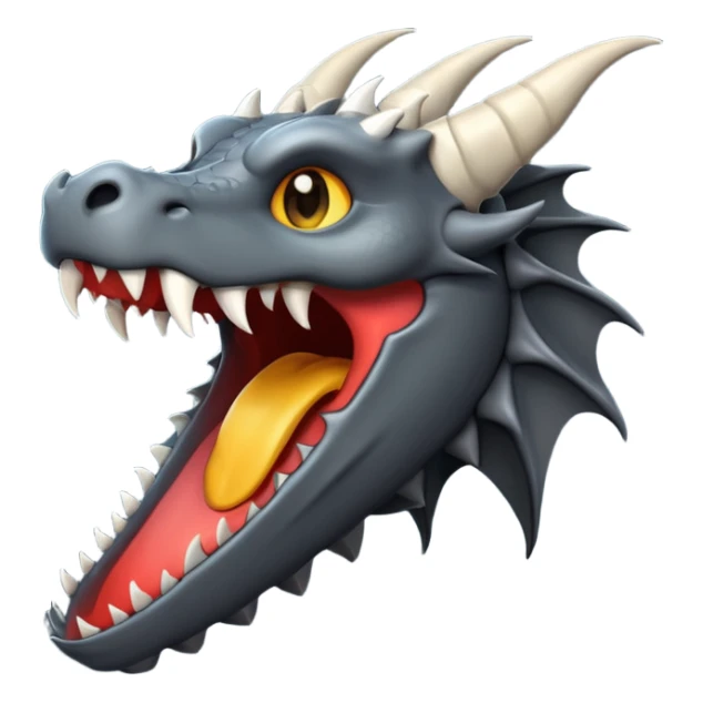 iOS style emoji, minimal dragon fang, dark fantasy object sticker