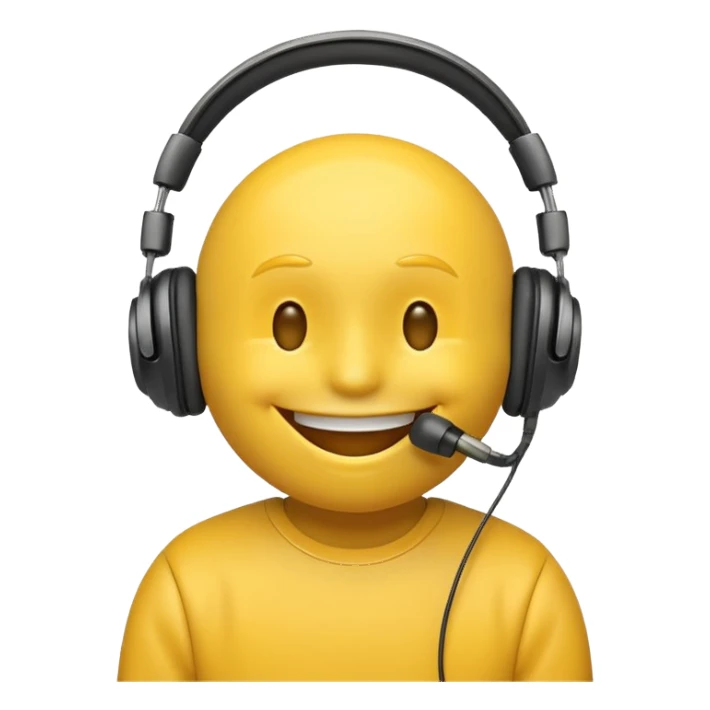 Smiley face whistling and wearing headphones sticker