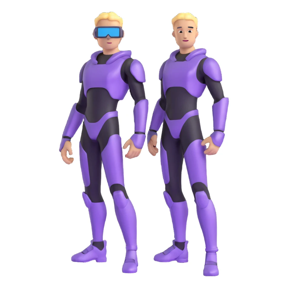 cyber y2k guy with metallic clothing and digital accessories sticker