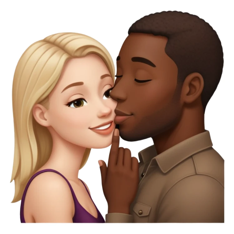 White girl and black man kissing sticker