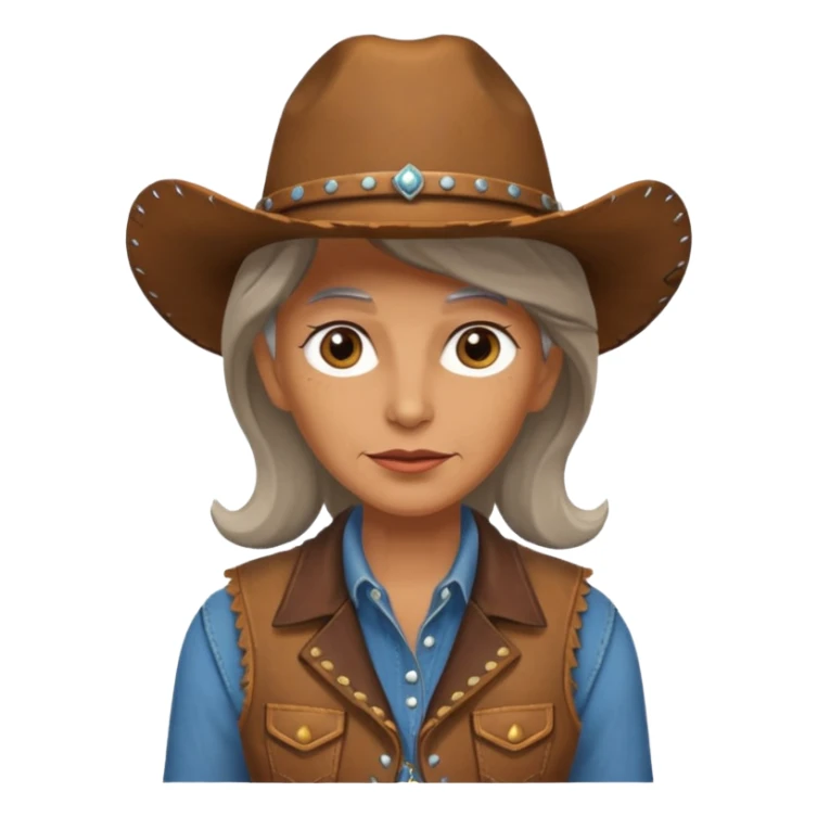 old cowgirl with vest sticker