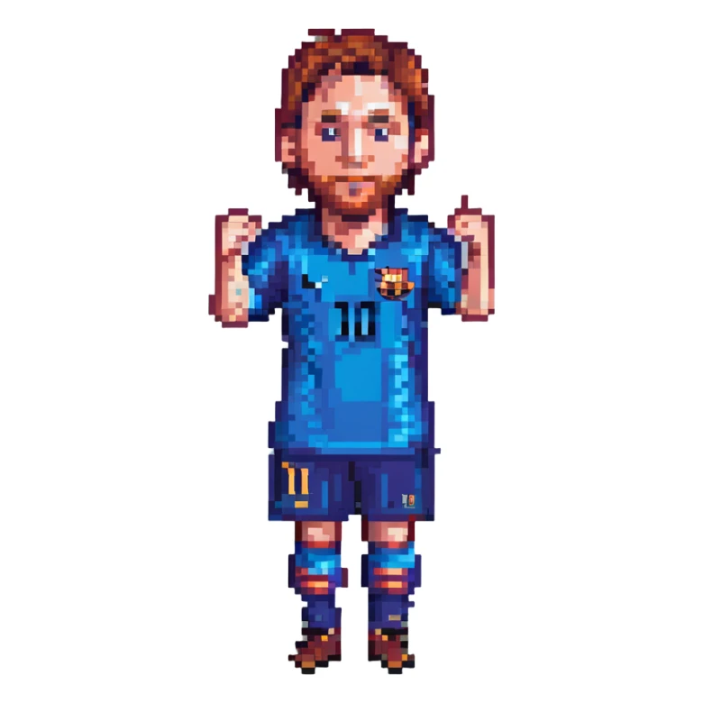 pixel art Lionel Messi celebrating a goal sticker