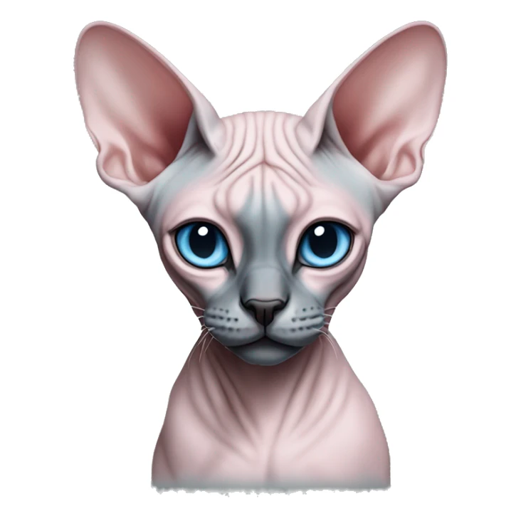 Pink and grey sphynx cat with blue eyes and black nose sticker