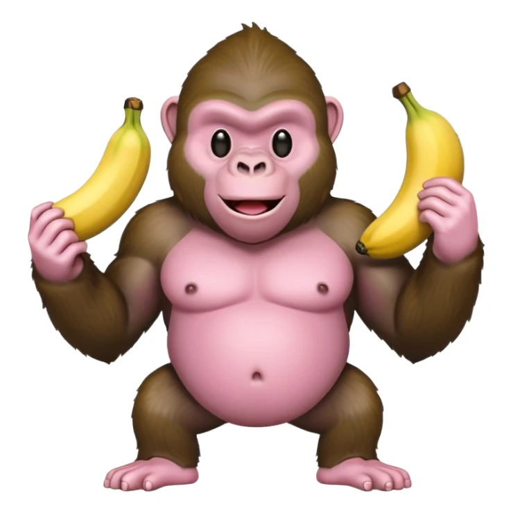A light pink emoji gorilla holding a banana sticker
