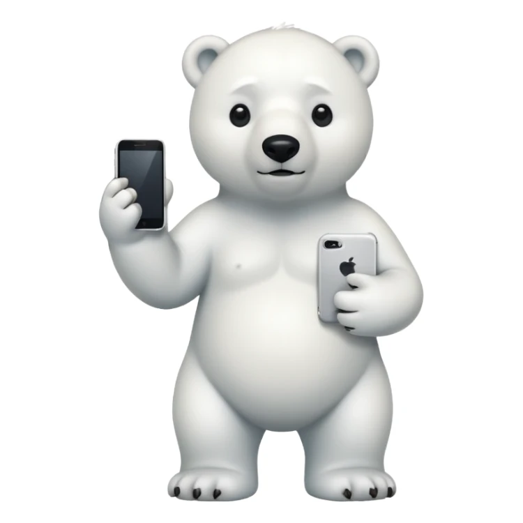 Polar Bear standing body with iphone in hand  sticker