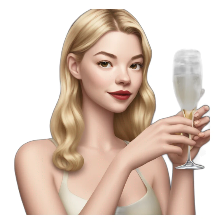 Anya Taylor-Joy holds glass of champagne sticker