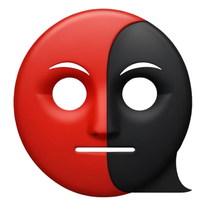 circle emoji, top half red, bottom half black, no face sticker