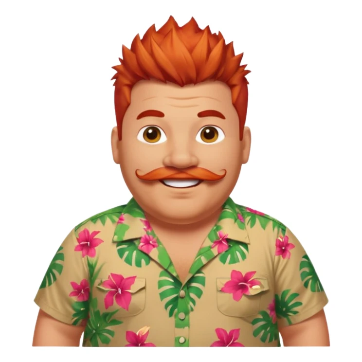 fat spiky haired happy man, red haired and mustache sticker