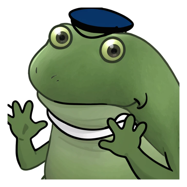 Make the Bufo frog look even more surprised, with bulging eyes, mouth extremely open, and hands raised in shock, no background. sticker
