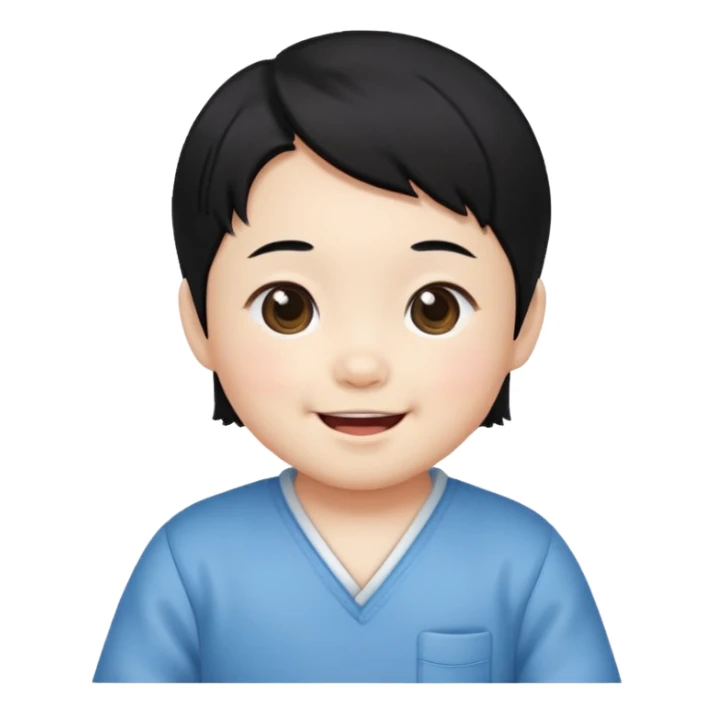 korean black hairbaby sticker