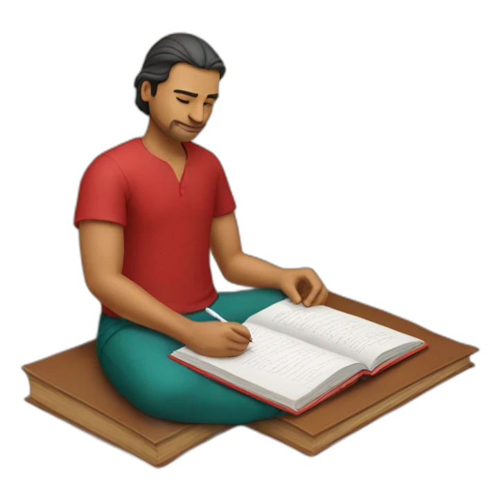 White indian Man writing in a book wearing red clothes sticker
