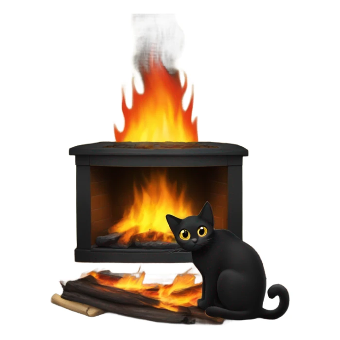 Black cat in front of fire  sticker