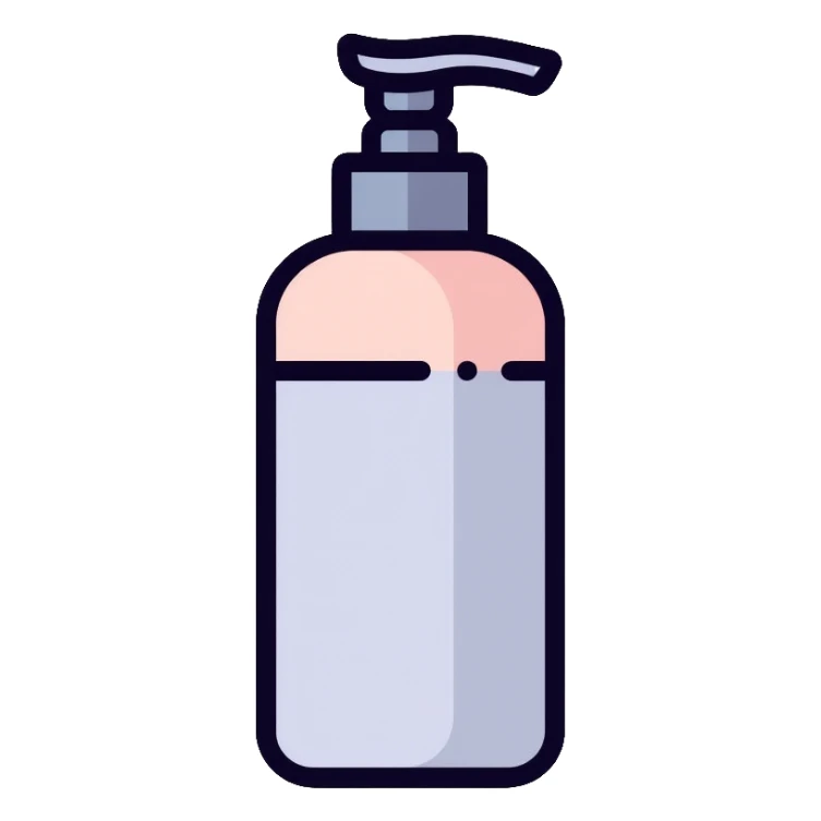 Facial cleanser pump bottle, minimalist, rounded, soft pastel colors, SOS skin care sticker