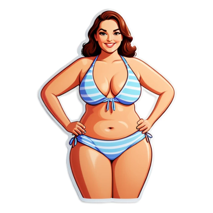 Realistic woman curvy bikini sticker