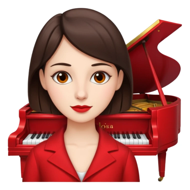 Brunette in red pianista sticker
