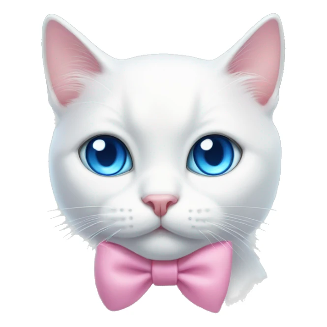 white cat with blue eyes and a pink bow  sticker