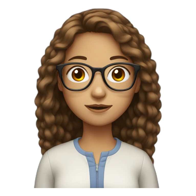 Girl with brown hair in glasses sticker