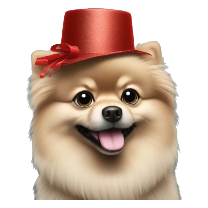 Black Pomeranian spitz in in a New Year's hat sticker