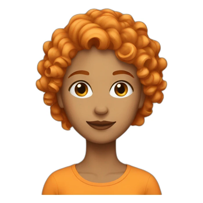Woman wearing make that is tan and has very short orange curly hair sticker