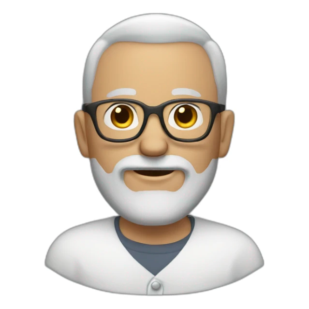 Bald man with glasses and big brown beard with grey hairs sticker