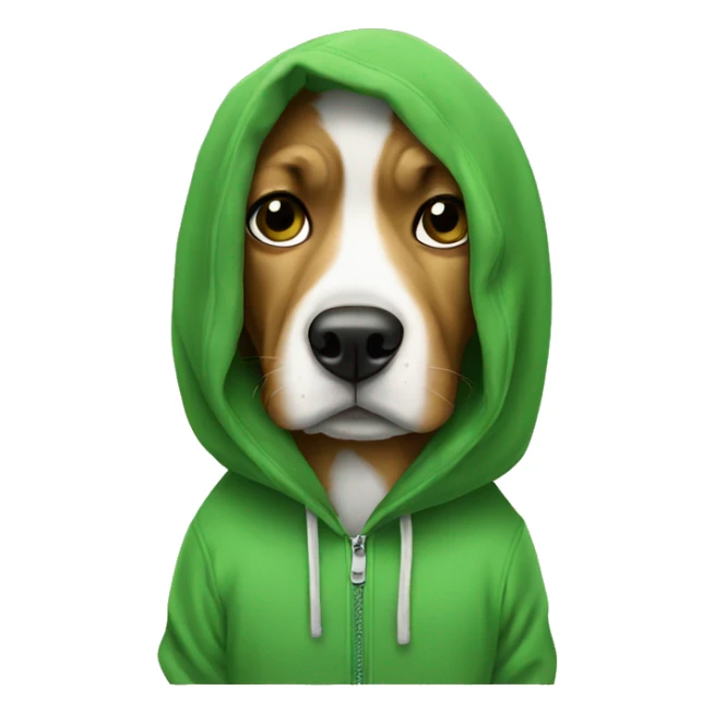 Dog wearing green hoodie  sticker