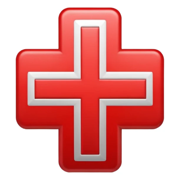 red medical cross symbol on a white background sticker