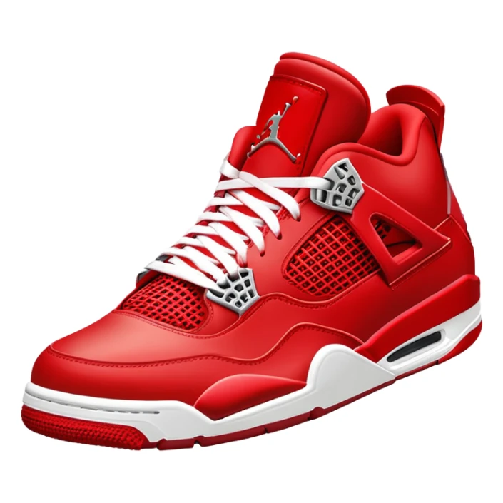  red air Jordan 4 red midsole red bottom red top red laces  sticker