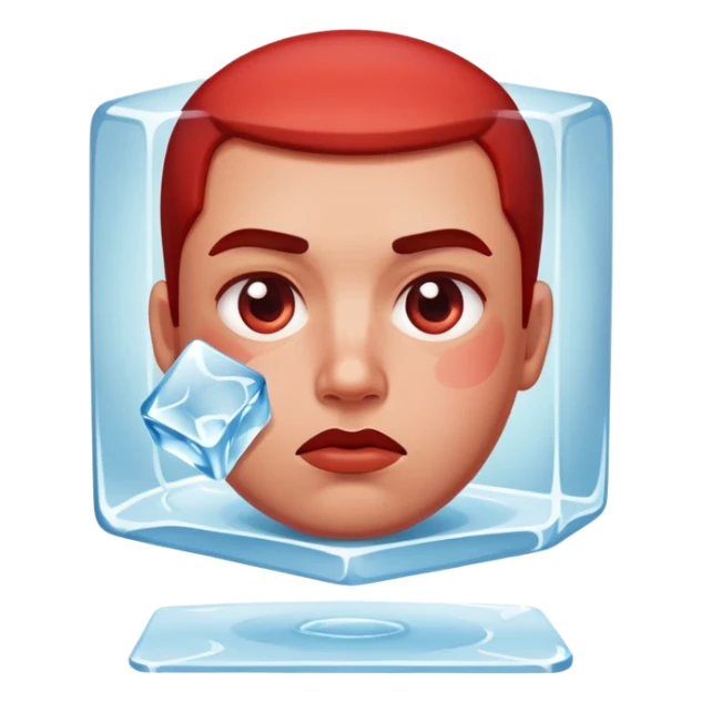 Face with one swollen red cheek with a square ice cube applied to it sticker