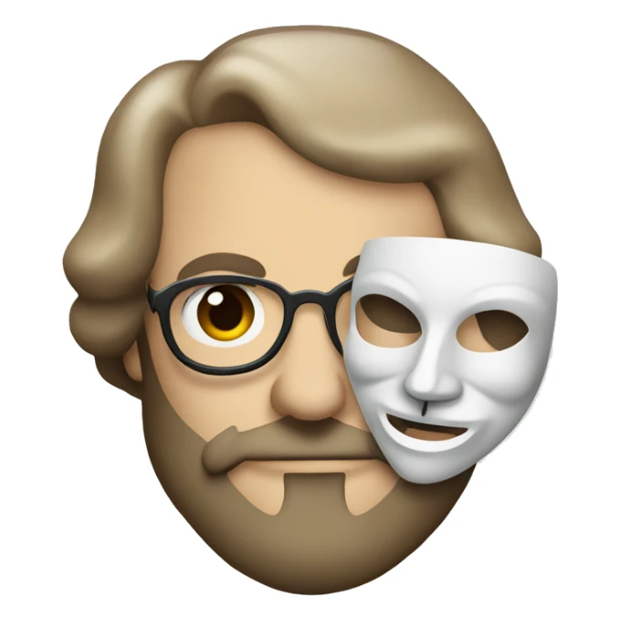 William Shakespeare holding a theater mask in his hand sticker