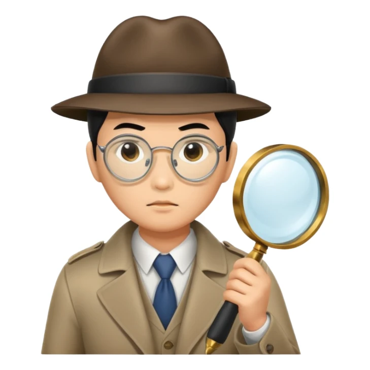 detective, asian, magnifying glass sticker