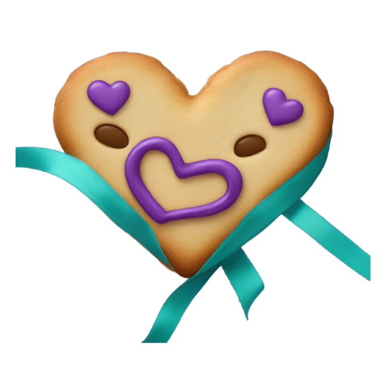 Cookie heart with purple teal awareness ribbon sticker