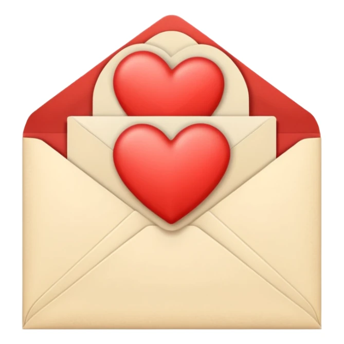 Cream-colored Letter Envelope with a heart in the middle sticker