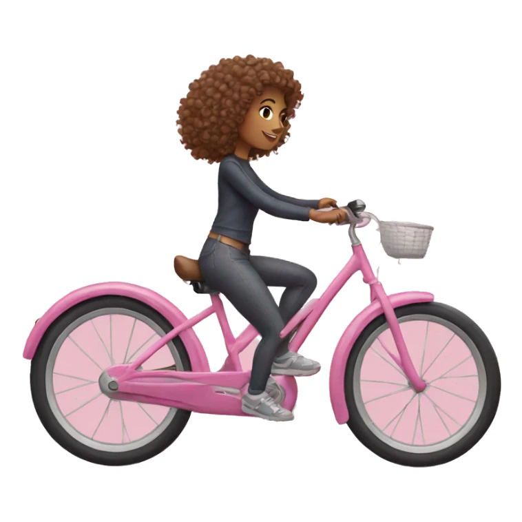 girlwith curly hair riding pink bike sticker