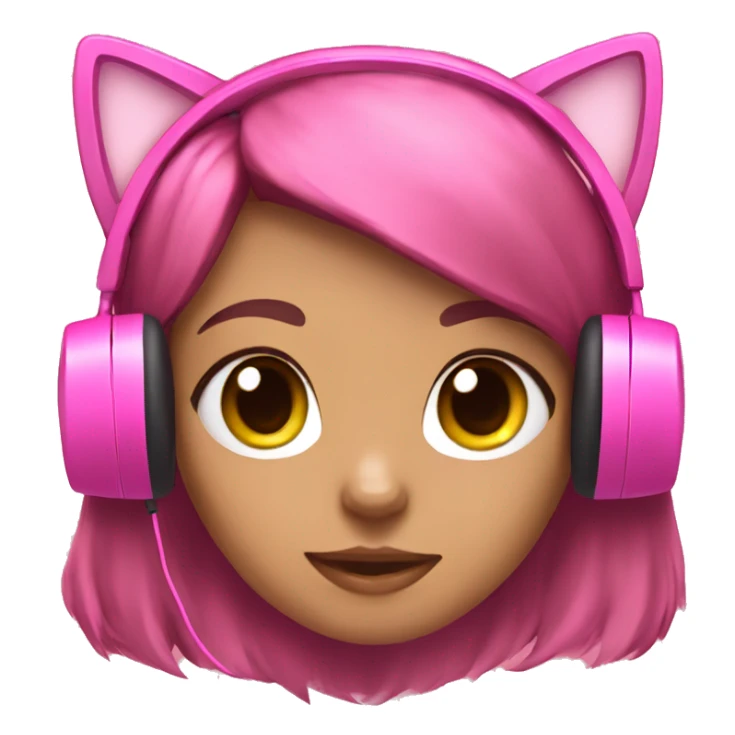 Girl with pink gaming headset that has cat ears  sticker